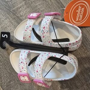 Wonder Nation White and Pink Floral Sandals